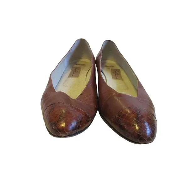 Almalfi Cognac Brown Patent Croc Toe Tip Pumps